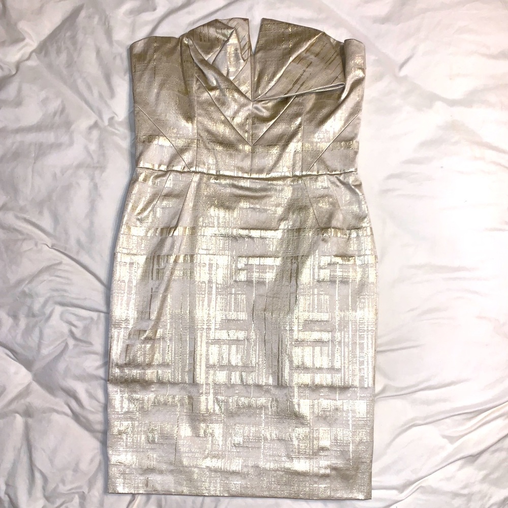 NWT Linda Cunningham Brocade Strapless Party Dress